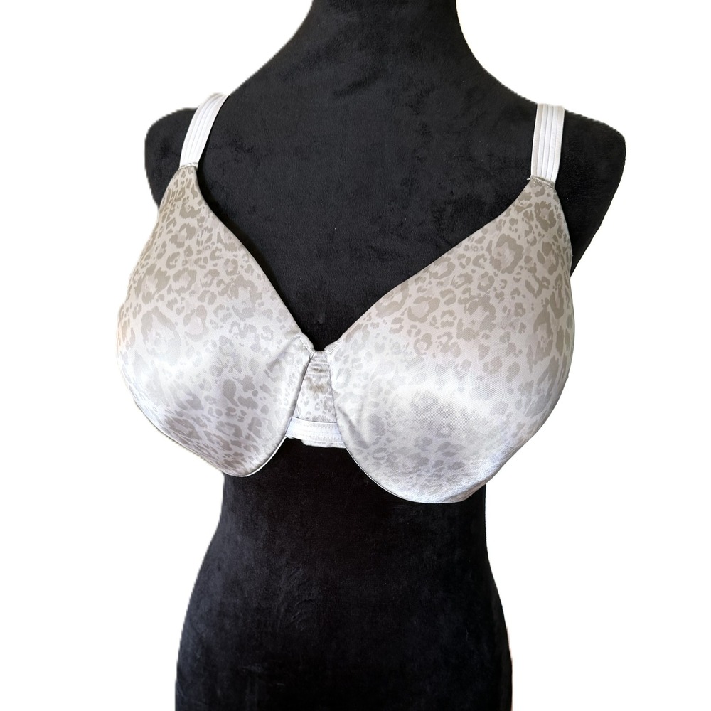Bali Womens 40DD Underwire Bra Gray Cheetah Animal Print Adjustable Straps 3W11